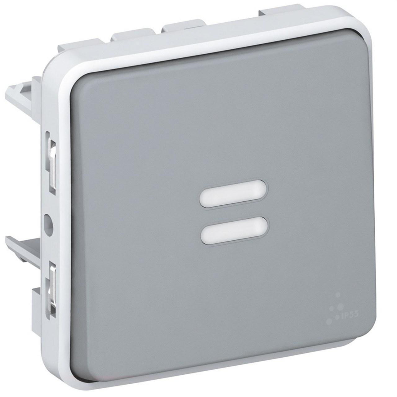 LEGRAND - Conmutador luminoso Plexo modular gris - 10AX