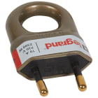 LEGRAND - Clavija 2P 10A con anillo tirador. Salida de cable recta y/o lateral - Espigas protegidas Ø4mm. Oro