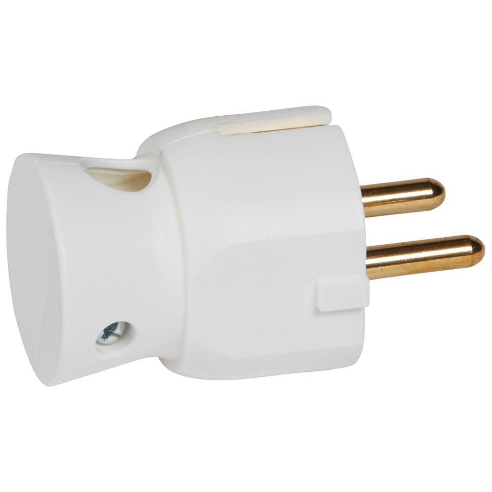 LEGRAND - Clavija 2P+T 1 6A Salida cable lateral . Blanco