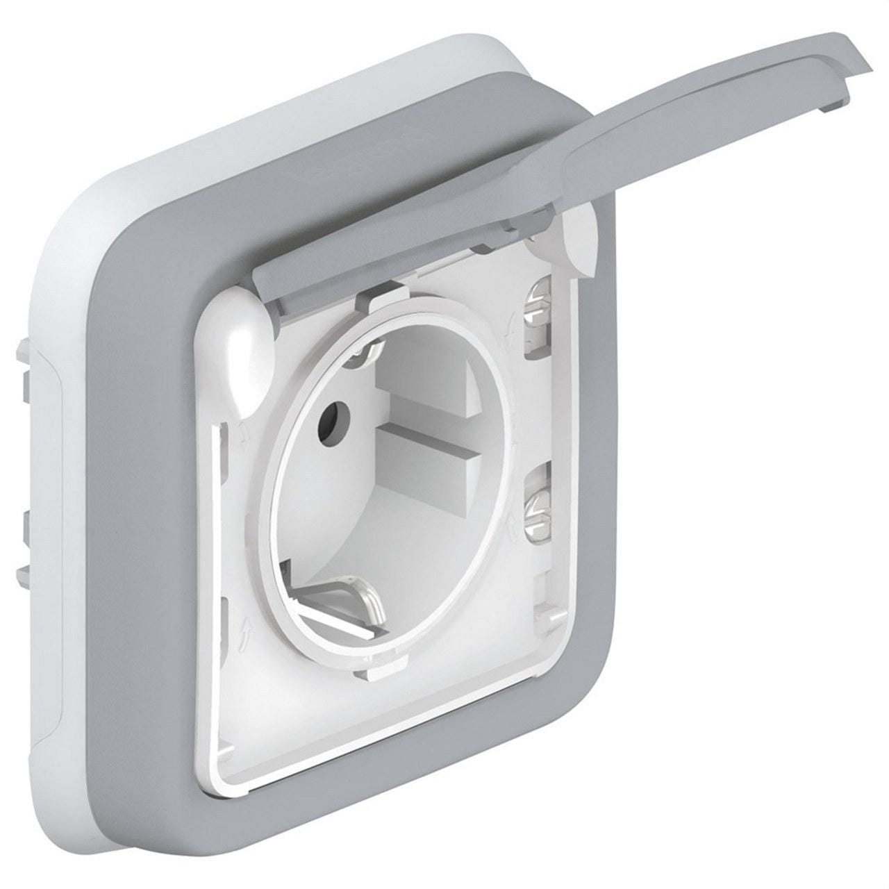 LEGRAND - Base de corriente Plexo IP 55 - 2P+T - montaje empotrado - gris