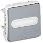 LEGRAND - Pulsador NA+NC luminoso con portaetiquetas Plexo modular gris - 10 A