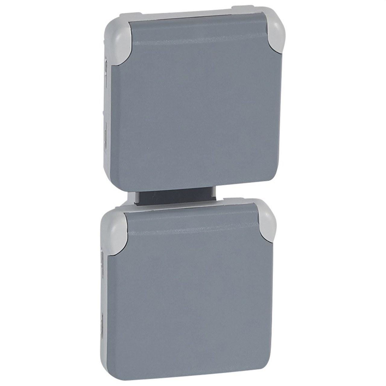 LEGRAND - Base de corriente precableada Plexo IP 55-2x2P+T vertical-modular-gris
