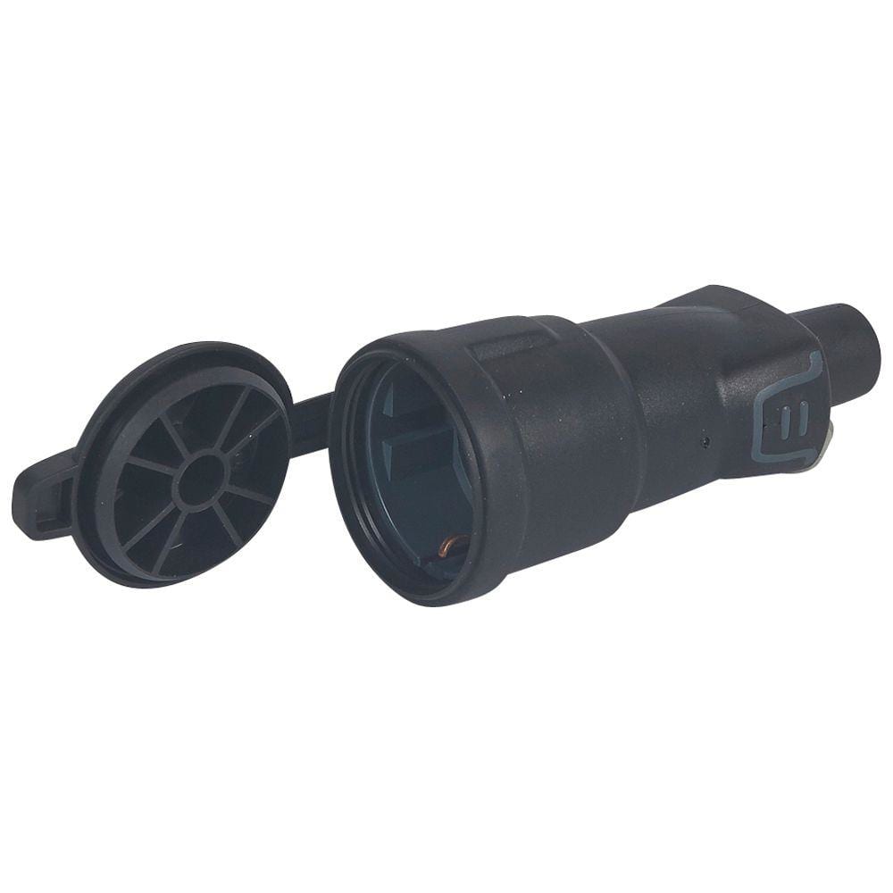LEGRAND - Base 2P+T 16A IP44 con tapa protección, en caucho de gran resistencia