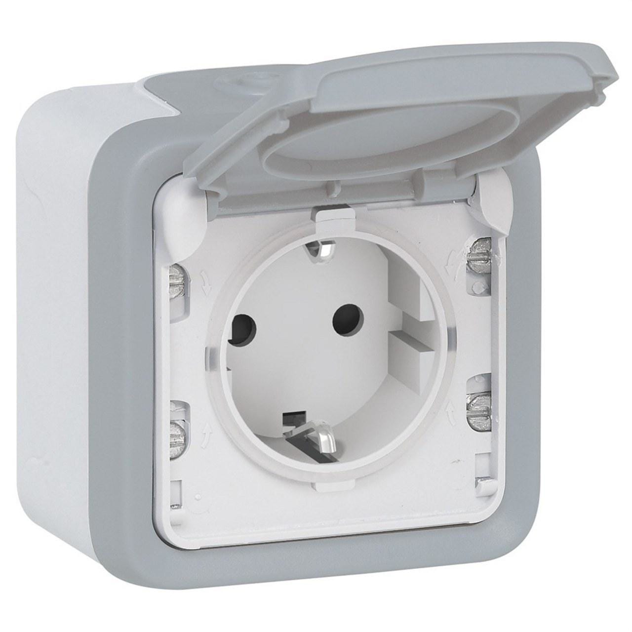 LEGRAND - Base de corriente Plexo IP 55 - 16A - 2P+T - instalación en superficie - gris