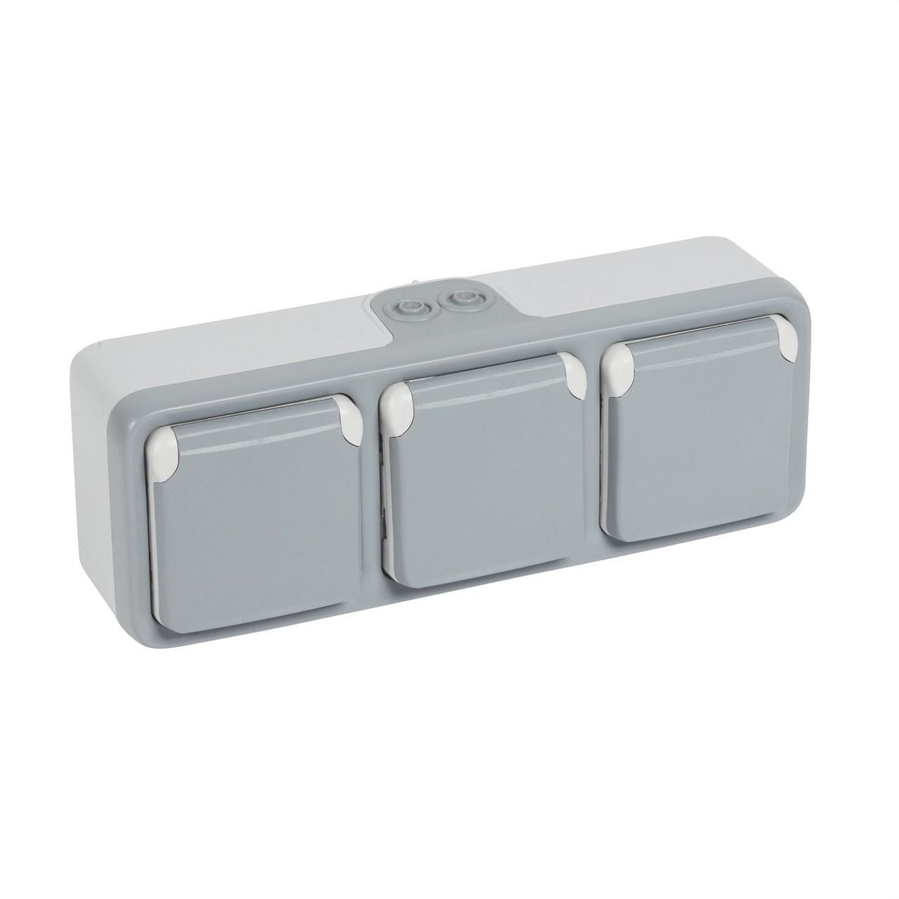 LEGRAND - Base de corriente Plexo IP 55 - 16A - 3x2P+T - instalación en superficie horizontal - gris