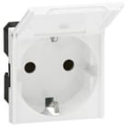 LEGRAND - Base de corriente Mosaic - 2P+T Schuko con tapa - 2 módulos - Blanco antibacteriano