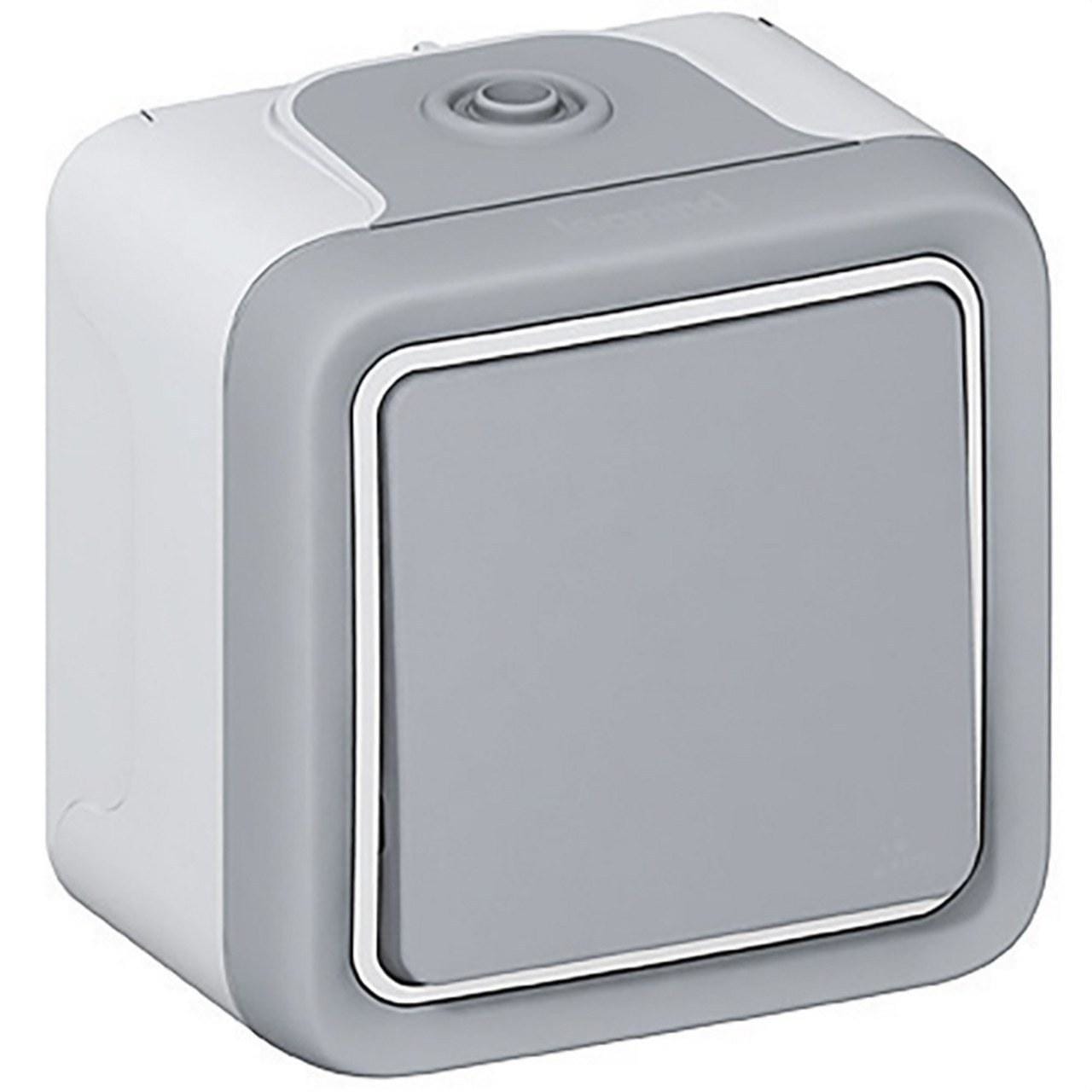 LEGRAND - Pulsador NA Plexo monobloc de superficie gris - 10 A