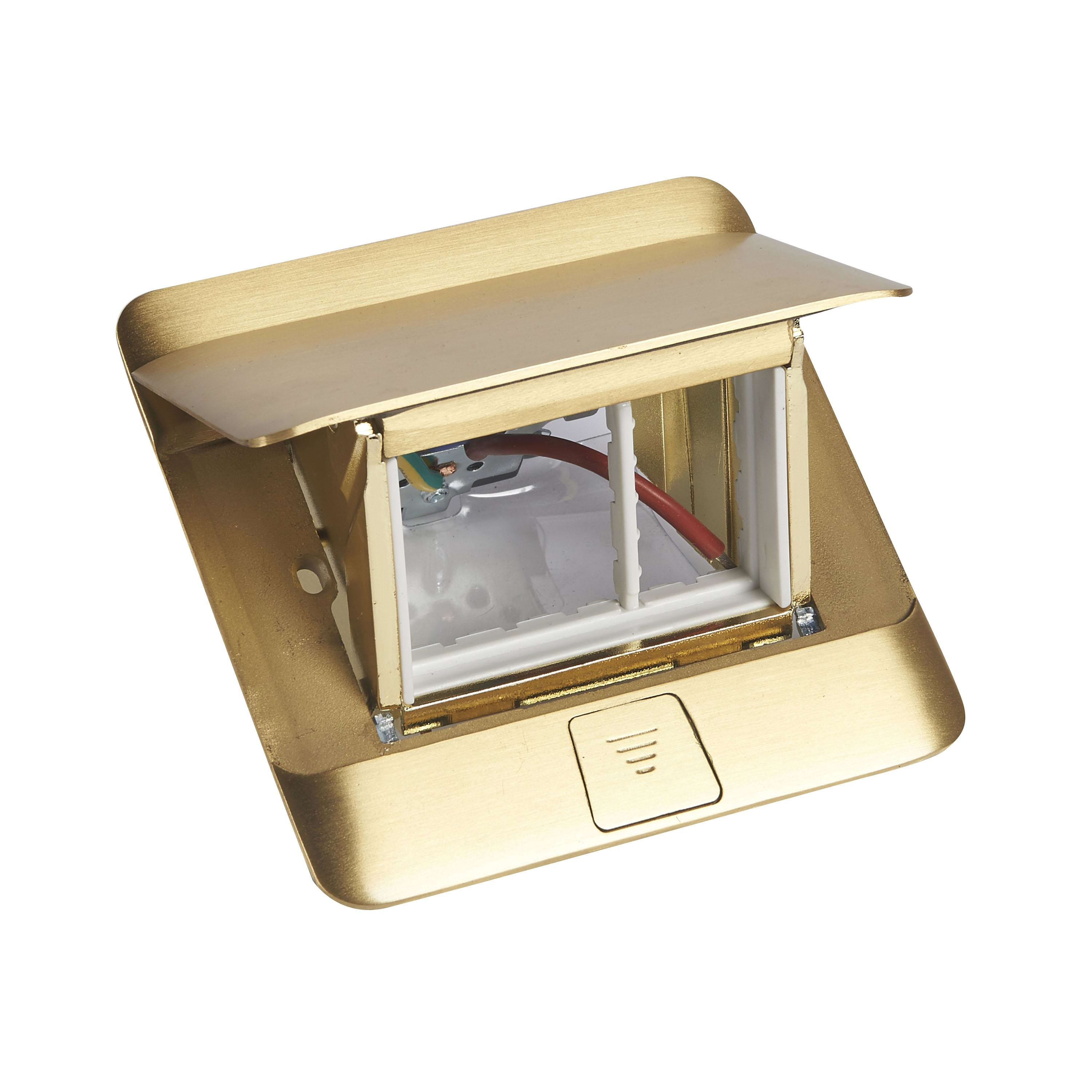 LEGRAND - Caja pop-up suelo para equipar - 3 módulos - latón pulido