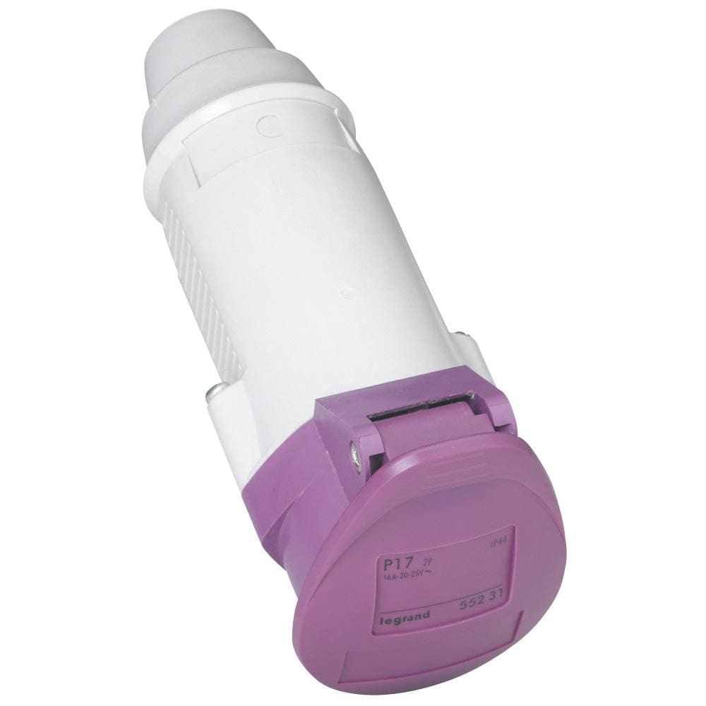 LEGRAND - Base aérea P17, 16A, 20/25V~, 2P, IP44, IK09. MTB Morado