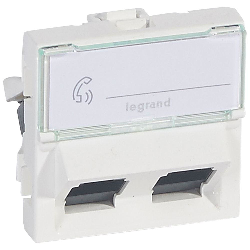 LEGRAND - Toma doble RJ45 Mosaic - LCS² - Cat. 6 UTP 45° - 2 módulos - Blanco