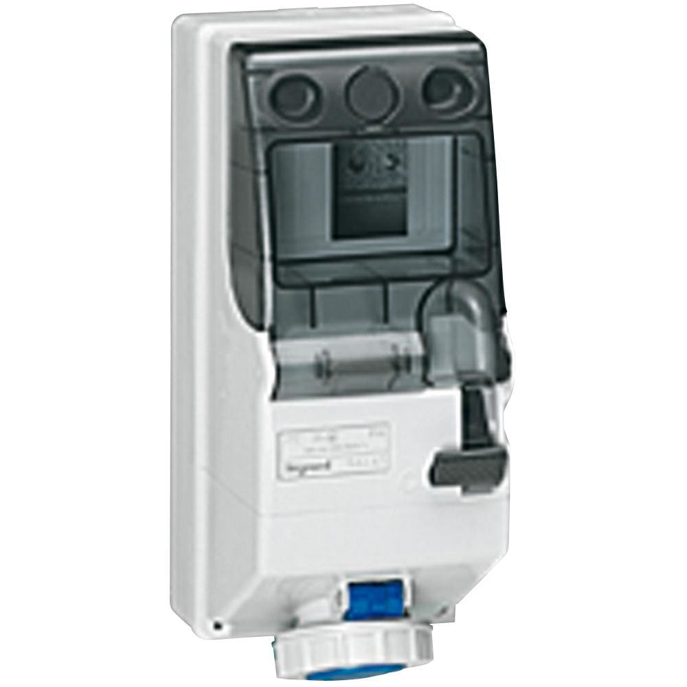 LEGRAND - Base con enclavamiento mecánico P17. 2P+T, 16A, 200/250V~, IP66. Con rail DIN