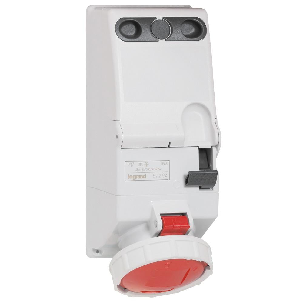 LEGRAND - Base con enclavamiento mecánico P17. 3P+T, 63A, 380/415V~, IP66. Con rail DIN