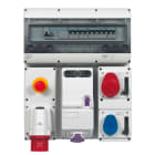 LEGRAND - Base con enclavamiento mecánico supercompacta P17, 16A, 3P+N+T, 200/250V~, IK09, IP44. Color rojo