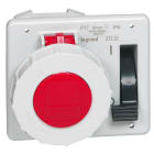 LEGRAND - Base con enclavamiento mecánico supercompacta P17, 32A, 3P+N+T, 200/250V~, IK09, IP44. Color rojo