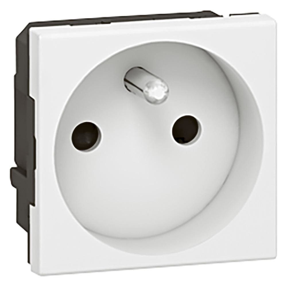 LEGRAND - Base de corriente Mosaic - 2P+T F/B - especial cableado suplementario y 4mm² - 2 módulos - Blanco