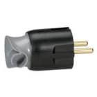 LEGRAND - Clavija rotativa 2P+T 16A Rotación de la clavija 360º Salida de cable recta o lateral. Color negro y gris