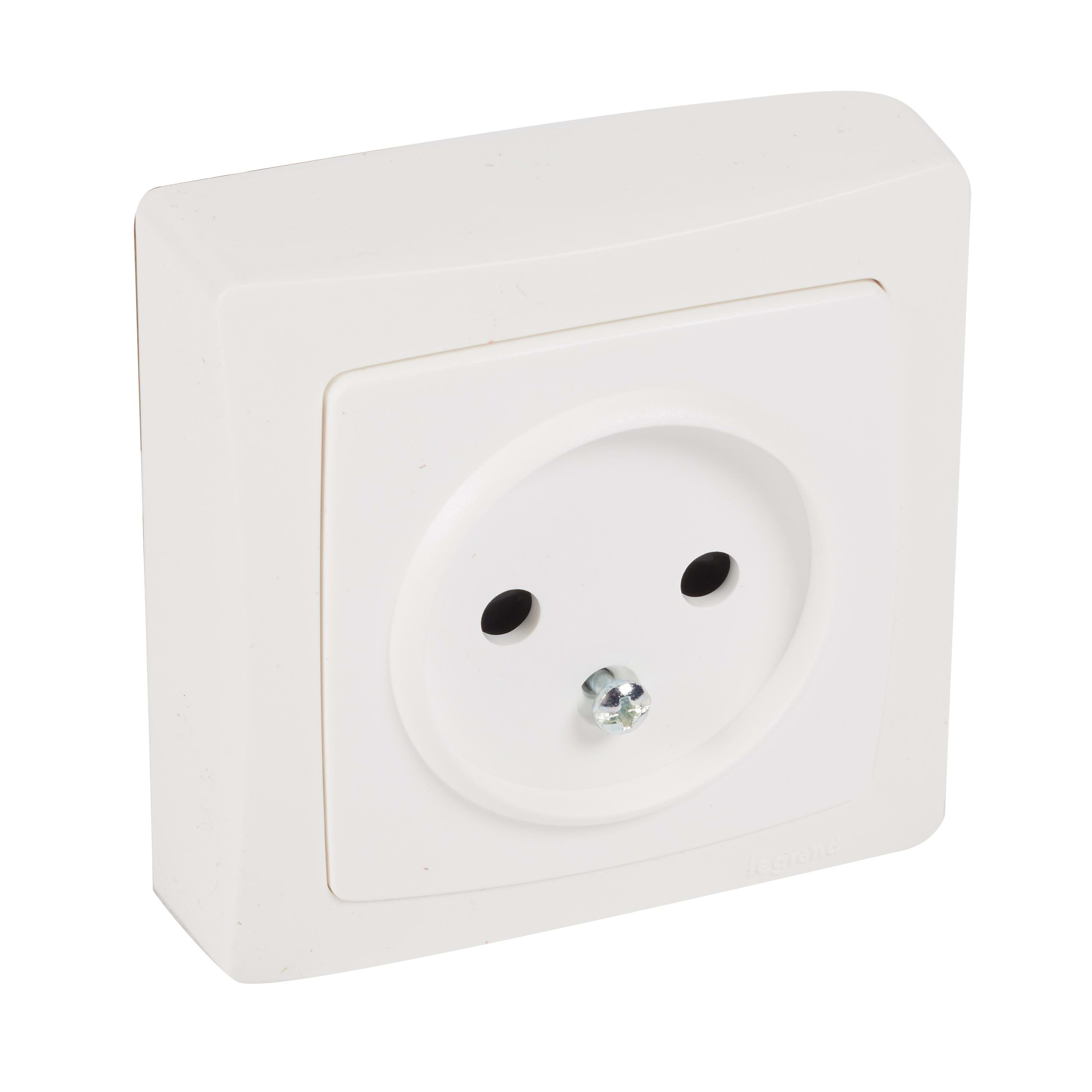 LEGRAND - Base 2P+T obturador de protección - Oteo - monobloc - Bornes de tornillos - Blanco
