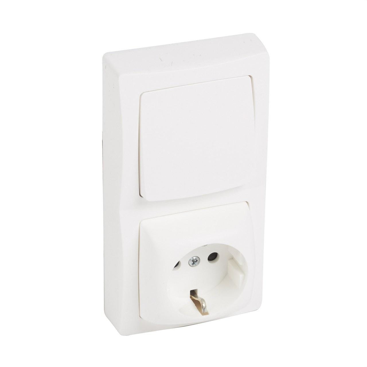 LEGRAND - Conmutador 10 AX + Base 2P+T 16A - 250 V~ - Oteo - monobloc - Blanco