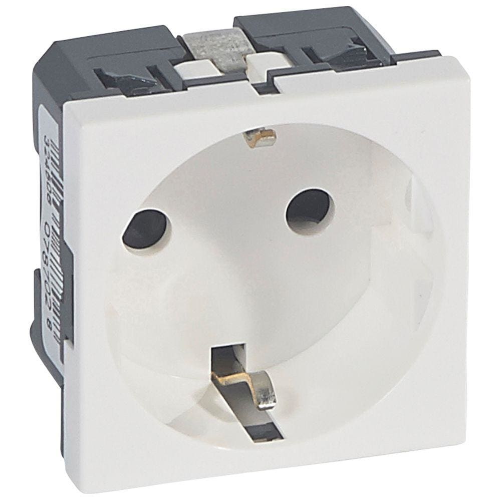 LEGRAND - Base de corriente Mosaic - 2P+T Schuko - con tornillo - 2 módulos - Blanco antibacteriano