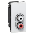 LEGRAND - Base audio Mosaic - 2 RCA hembra 1 módulo - conexión tornillos - enlace de audio estéreo - Blanco