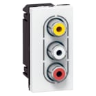 LEGRAND - Base audio Mosaic - 3 RCA hembra 1 módulo - conexión tornillos - enlace de audio estéreo - Blanco