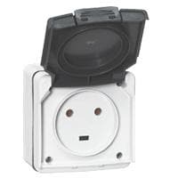 LEGRAND - Base mural de superficie estanca Plexo 20A - 2P+T - IP55 - IK08 - con tapa - 90x90 - gris