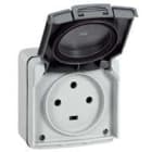 LEGRAND - Base mural de superficie estanca Plexo 20A - 3P+T - IP55 - IK08 - con tapa - 90x90 - gris