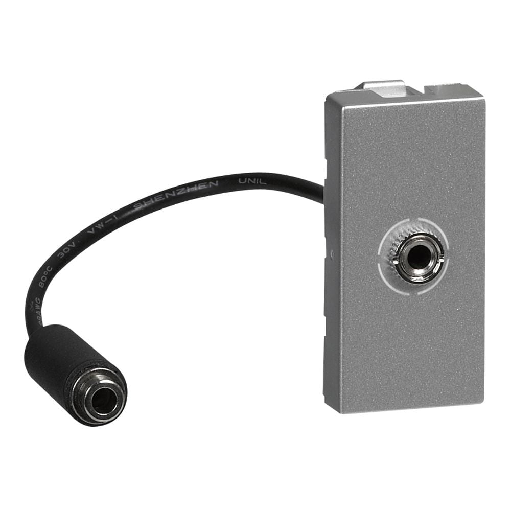 LEGRAND - Base audio Mosaic - Jack 3,5mm hembra- preconectado - 1 módulo- Aluminio