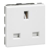 LEGRAND - Base de corriente Mosaic - estándar Británico - 2P+T - 2 módulos - 13 A - Blanco