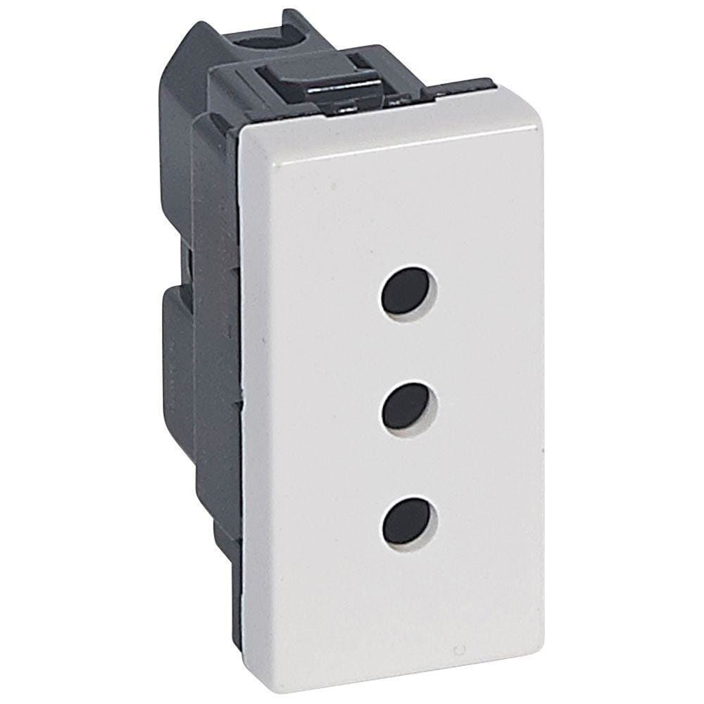 LEGRAND - Base de corriente Mosaic - estándar italiano - 2P+T- 1 módulo - 10 A - Blanco