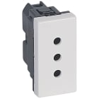LEGRAND - Base de corriente Mosaic - estándar italiano - 2P+T- 1 módulo - 10 A - Blanco
