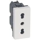 LEGRAND - Base de corriente Mosaic - estándar Italiano - 2P+T - 1 módulo - 10/16A - Blanco