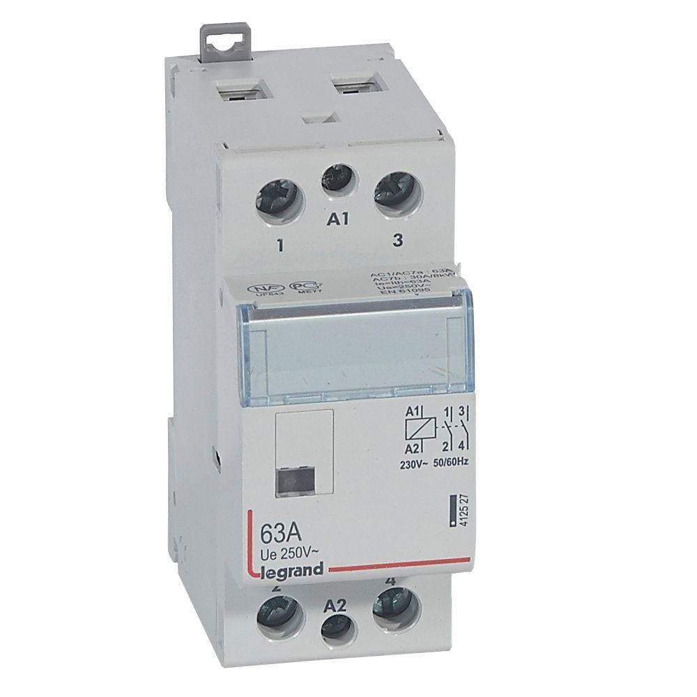 LEGRAND - Contactor con bobina 230 V~ - 2P - 250 V~ - 63A - 2 NC - 2 módulos