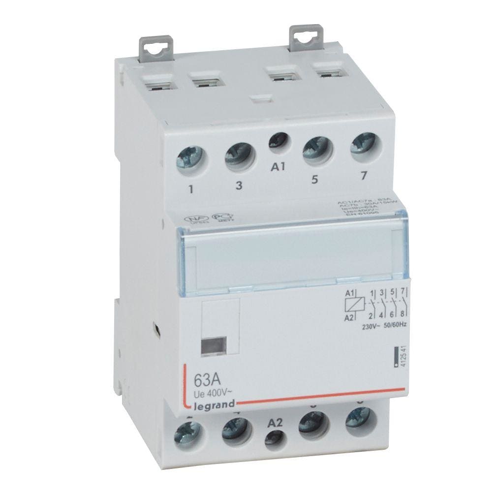 LEGRAND - Contactor con bobina 230 V~ - 4P - 400 V~ - 63A - 4 NA - 3 módulos