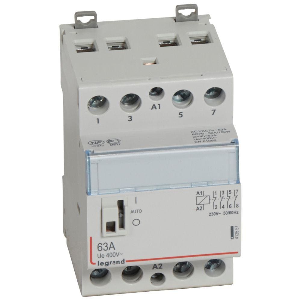LEGRAND - Contactor con bobina 230 V~ - 4P - 250 V~ - 63A - 4 NC - 3 módulos