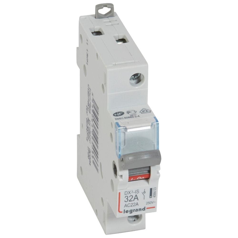LEGRAND - Interruptor seccionador DX³ -IS - 1P - 250 V~ - 32A - 1 módulo