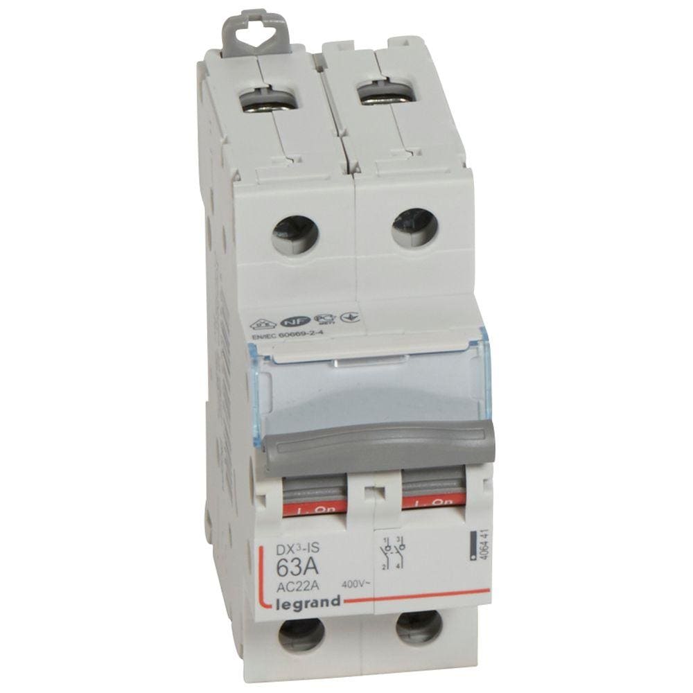 LEGRAND - Interruptor seccionador DX³ -IS - 2P - 400 V~ - 63A - 2 módulos