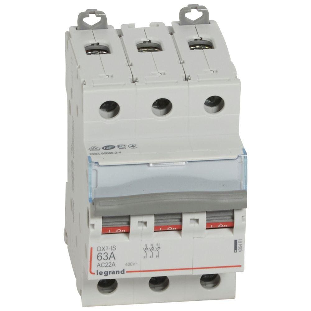 LEGRAND - Interruptor seccionador DX³ -IS - 3P - 400 V~ - 63A - 3 módulos