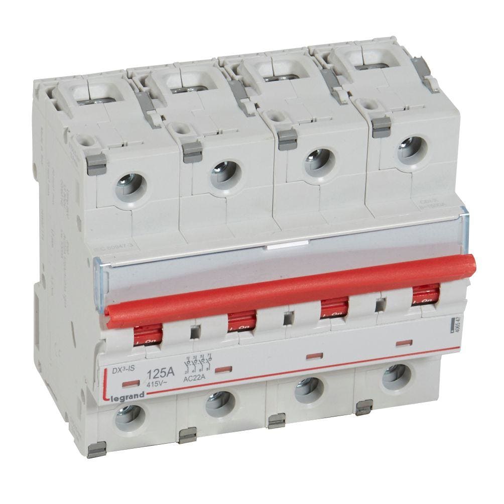 LEGRAND - Interruptor seccionador DX³ -IS -con disparo a distancia - 4P -400 V~- 125A -6 módulos