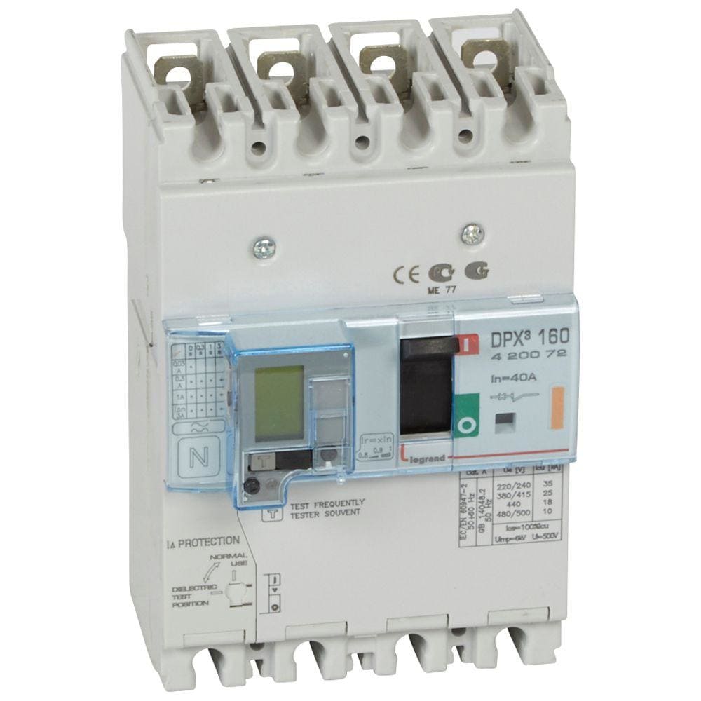 LEGRAND - Automático MCCB DPX³ 160 - magnetotérmico diferencial -- 4P - Icu 25 kA (400 V~) - In 40A
