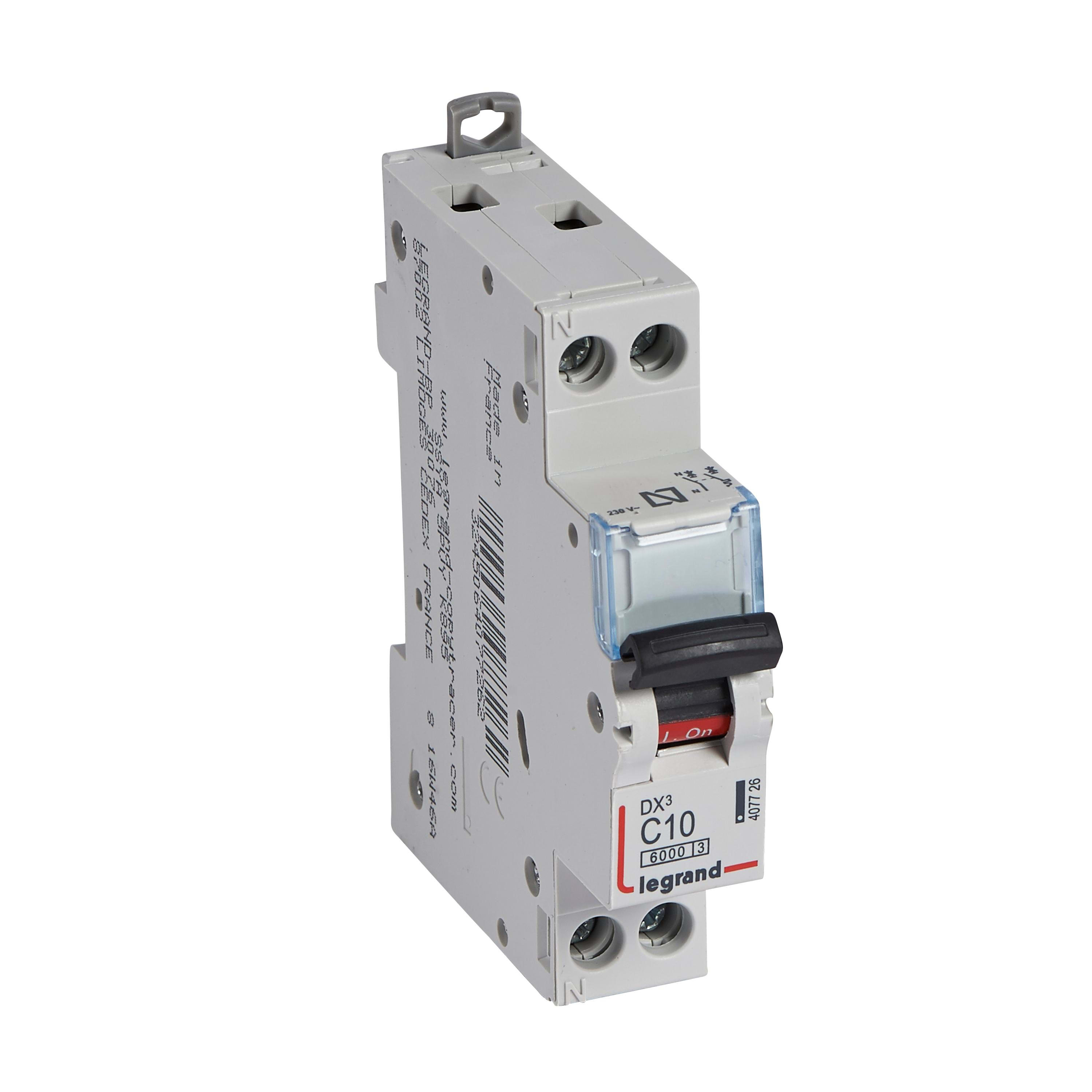LEGRAND - Magnetotérmico DX³ 6000/10 kA - 1P+N - 230 V~ - 10A - curva C - 1 módulo