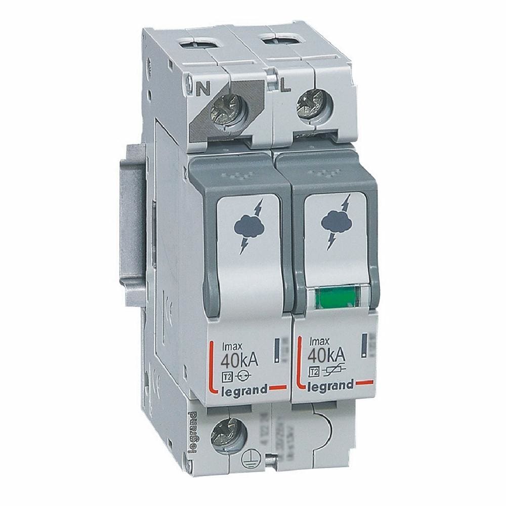 LEGRAND - Limitador de sobretensiones T2 - Imax 40 kA/polo - 1P+N - 320VA - 2 módulos