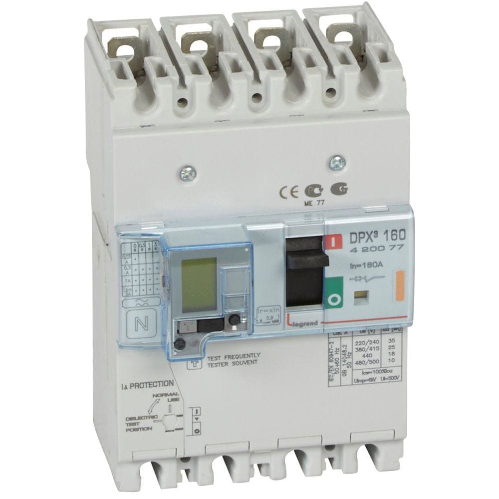 LEGRAND - Automático MCCB DPX³ 160 - magnetotérmico diferencial -- 4P - Icu 25 kA (400 V~) - In 160A