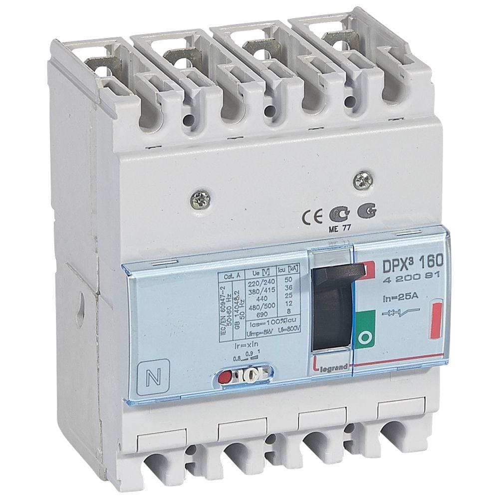 LEGRAND - Automático MCCB DPX³ 160 - magnetotérmico - 4P - Icu 36 kA (400 V~) - In 25A