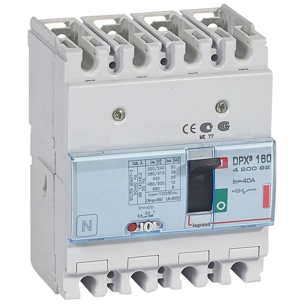 LEGRAND - Automático MCCB DPX³ 160 - magnetotérmico - 4P - Icu 36 kA (400 V~) - In 40A