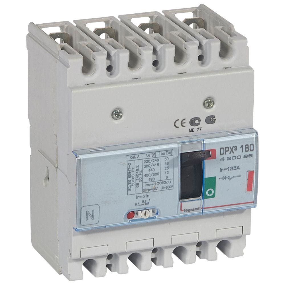 LEGRAND - Automático MCCB DPX³ 160 - magnetotérmico - 4P - Icu 36 kA (400 V~) - In 125A