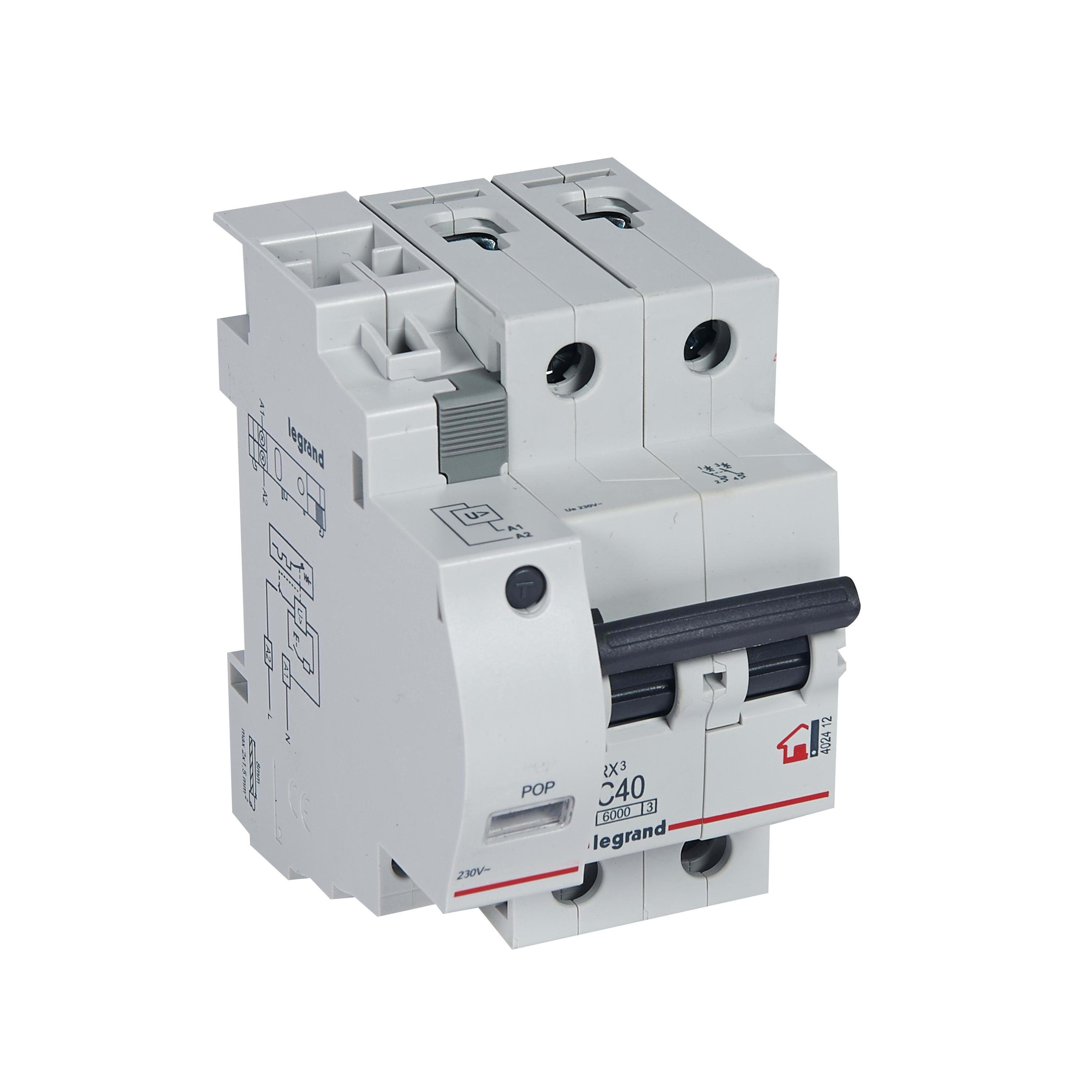 LEGRAND - Protección contra sobretensiones permanentes- 2P - 230/400 V~ - 40A - curva C 3 módulos