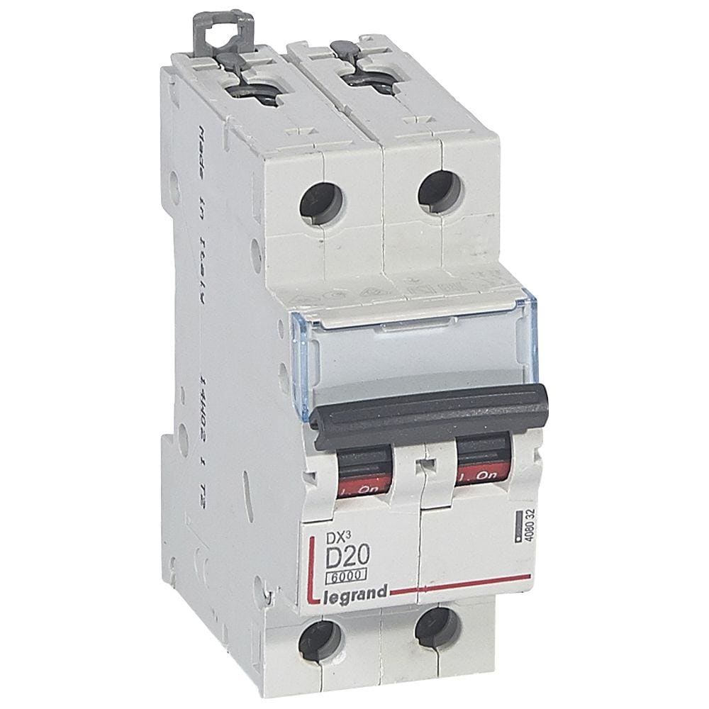 LEGRAND - Magnetotérmico DX³ 6000/10kA - 2P - 230/400V~ - 20A - curva D