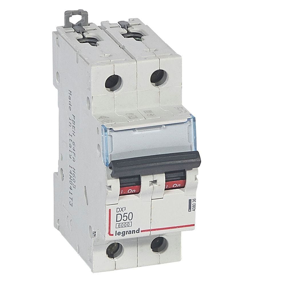 LEGRAND - Magnetotérmico DX³ 6000/10kA - 2P - 230/400V~ - 50A - curva D