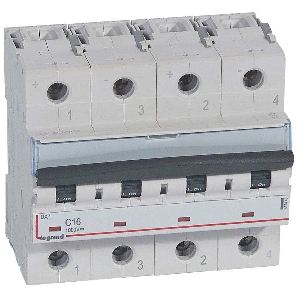 LEGRAND - Interruptor automático DX³ - 4,5 kA - 1000 V= - 2P -16A - 6 módulos